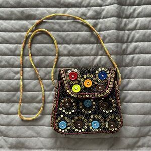 Made in Pakistan Multicolor Button Sequin Mini Shoulder Bag
